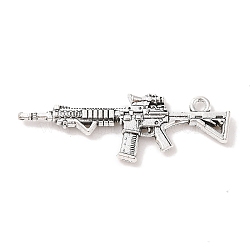 Tibetan Style Alloy Submachine Pendants, Gun/Rifle, Cadmium Free & Lead Free, Antique Silver, 45x15x4mm, Hole: 2mm(X-TIBEP-Q043-135-RS)