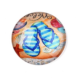 Glass Cabochons, Half Round with Ocean Theme, Colorful, Shoes, 34.5x9.5mm(GGLA-T004-11I)