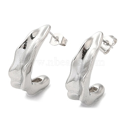 Non-Tarnish 304 Stainless Steel Twist Bean Pod Stud Earrings, Stainless Steel Color, 24x6.5mm(X-EJEW-B026-13P)