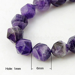 Natural Amethyst Beads Strands, Star Cut Round Beads, Faceted, Mauve, 6mm, Hole: 1mm(G-G100-6mm-1)