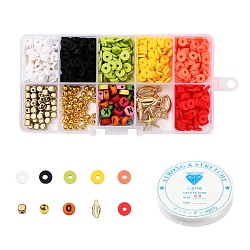 DIY Jewelry Making Kits, Including Geometry Handmade Polymer Clay & Plastic & Acrylic Beads, Starfish & Shell Plastic Pendants and Elastic Crystal Thread, Mixed Color, Beads: 855~860pcs/set(DIY-YW0002-82)