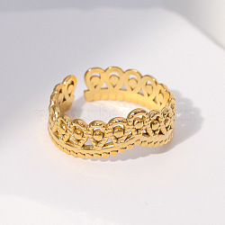 Retro 304 Stainless Steel Cuff Rings, Adjustable Rings, Crown, Golden, US Size 7(17.3mm)(FS-WGB7BE6-02)