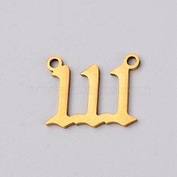 Stainless Seel Pendants, Number 111, Golden, 12x15x1mm(STAS-WH0014-72G-111)