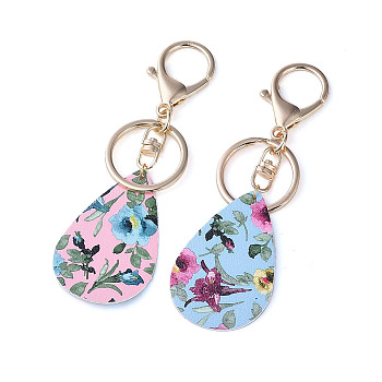 PU Leather Keychain Sets, with Golden Tone Alloy Swivel Key Clasps and Iron Key Rings, Mixed Color, 113mm, 2pcs/set