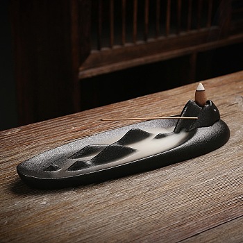 Porcelain Incense Burners, Mountain Incense Holder for Sticks, Home Office Teahouse Zen Buddhist Supplies, Coffee, 280x83x60mm