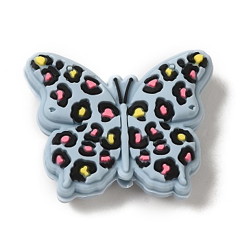 Silicone Beads, Butterfly, Light Steel Blue, 24x30x9mm, Hole: 2mm