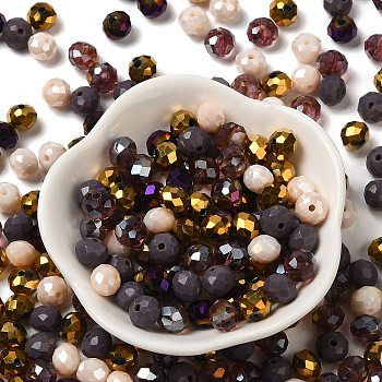 Glass Beads, Faceted, Rondelle, Purple, 8x6mm, Hole: 1mm, about 145pcs/60g