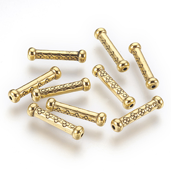 Tibetan Style Alloy Beads, Tube, Antique Golden, Lead Free & Cadmium Free & Nickel Free, 22x5.5mm, Hole: 1.5mm