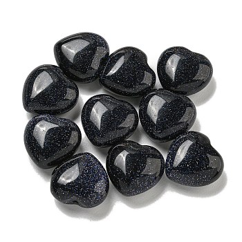 Synthetic Blue Goldstone Beads, Half Drilled, Heart, 15.5x15.5x8mm, Hole: 1mm