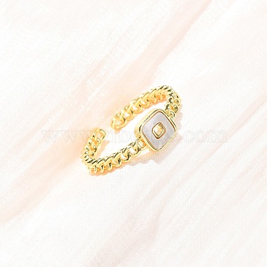 Brass Shell Open Cuff Rings for Women(RJEW-K309-38G)-2