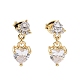 Clear Cubic Zirconia Heart Dangle Stud Earrings(EJEW-G315-05G)-1