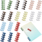 18Pcs 9 Colors 5-Ring Plastic Loose Leaf Book Binder Hinged Rings, Mixed Color, 41x17x17mm, 2pcs/color(FIND-CP0002-34)