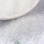 MIYUKI Round Rocailles Beads, Japanese Seed Beads, 15/0, (RR131) Transparent Crystal, 15/0, 1.5mm, Hole: 0.7mm, about 250000pcs/pound(SEED-G009-RR0131)