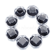 Transparent Plastic Ring Boxes, Jewelry Box, Black, 3.8x3.8x3.8cm(OBOX-CA0001-001A)