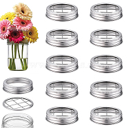 304 Stainless Steel Mason Jar Flower Frog Lid, Insert Grid Organizer for Canning Jars, Stainless Steel Color, 68~73x3~17mm(AJEW-WH0347-98B)