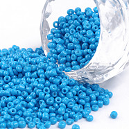 Baking Paint Glass Seed Beads, Dodger Blue, 12/0, 1.5~2mm, Hole: 0.5~1mm, about 30000pcs/bag(SEED-S001-K17)