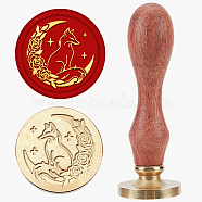 Wax Seal Stamp Set, Sealing Wax Stamp Solid Brass Head with Wood Handle, for Envelopes Invitations, Gift Card, Fox, 83x22mm, Stamps: 25x14.5mm(AJEW-WH0208-1356)