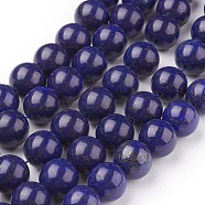 Natural Lapis Lazuli Beads Strands, Dyed, Round, Blue, 14mm, Hole: 1mm, about 14pcs/strand, 7.6 inch(G-G087-14mm)