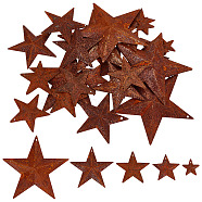 30Pcs 5 Style Rust Iron Pendants, Star, Sienna, 25.4~95x25.4~97x4~9mm, Hole: 1~2.5mm, 6pcs/style(IFIN-GF0001-27)