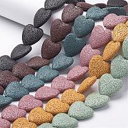 Dyed Natural Lava Rock Bead Strands, Heart, Mixed Color, 20~21x20~21x7~8mm, Hole: 1mm, about 20pcs/strand, 15.55 inch(G917)