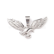 304 Stainless Steel Pendants, Eagle, Stainless Steel Color, 22.5x42.5x4mm, Hole: 10x6mm(STAS-P209-24P)