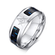 Stainless Steel Ring, Wide Band Rings for Men, Letter G, US Size 12, 8mm, Inner Diameter: 21.4mm(PW-WG74456-01)
