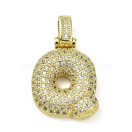 Brass Micro Pave Clear Cubic Zirconia Pendants, Real 18K Gold Plated, Letter Q, 29mm, Hole: 4.8x3.5mm, Pendant: 23x18x5.5mm(KK-M279-01G-Q)