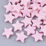 Opaque Acrylic Beads, with Glitter Powder, Star, Pearl Pink, 13.5x14.5x4mm, Hole: 1.6mm(MACR-T033-05B)