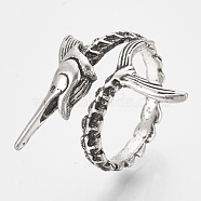 Alloy Cuff Finger Rings, Swordfish, Antique Silver, Size 9, 19mm(RJEW-N027-22)