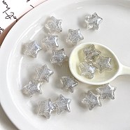 Transparent Acrylic Beads, with Glitter Powder, Star, Clear, 20.8x21.8x13.1mm, Hole: 3.5mm(OACR-F011-20B)