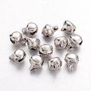 Iron Bell Charms, Nice For Christmas Day Decoration, Platinum, 8x6mm, Hole: 1mm(IFIN-G048-N)