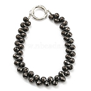 Glass Beaded Mobile Straps, Multifunctional Chain, with Iron Spring Gate Ring, Black, 302~306x14.5mm(HJEW-E010-01P-07)