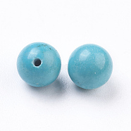 Natural Magnesite Beads, Dyed, Half Drilled, Round, Turquoise, 6mm, Half Hole: 0.8mm(G-E482-06A)