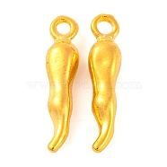 Rack Plating Brass Pendants, Long-Lasting Plated, Cadmium Free & Lead Free, Column, Horn of Plenty, Italian Horn Cornicello, Real 18K Gold Plated, 20.5x4.5x4mm, Hole: 1.8mm(KK-M292-01G)