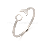 304 Stainless Steel Open Cuff Rings, Sun & Moon, Stainless Steel Color, US Size 8(18.3mm)(RJEW-Q808-01C-P)