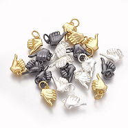 Brass ASL Charms, Long-lasting Plated, Gesture Good, Mixed Color, 12.5x8.3x2.5mm, Hole: 3.5mm(KK-O122-10)