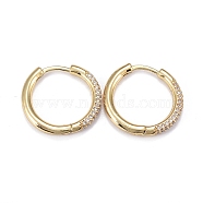 Brass Micro Pave Cubic Zirconia Huggie Hoop Earrings for Women, Real 18K Gold Plated, 15x2.5mm, Pin: 0.8mm(EJEW-K083-36G-C)