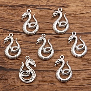 Tibetan Style Alloy Pendants, Antique Silver, Snake, 27x17mm(PW-WG46742-03)