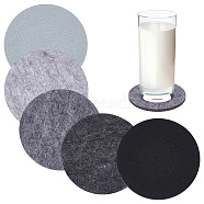 20Pcs 5 Colors Flat Round Wool Felt Cup Mat, Anti-slip Felt Coaster, for Drink with Holder, Mixed Color, 100x5mm, 4pcs/color(DIY-CP0008-33)