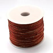 Metallic Stain Beads String Cords, Nylon Mouse Tail Cord, Saddle Brown, 1.5mm, about 100yards/roll(300 feet/roll)(NWIR-R024-713)