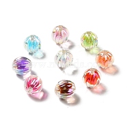 Two Tone UV Plating Rainbow Iridescent Acrylic Beads, Pumpkin, Mixed Color, 15.5x14.5~15mm, Hole: 2.7~2.8mm(TACR-D010-05)