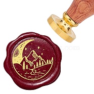 Brass Wax Seal Stamp with Rosewood Handle, for DIY Scrapbooking, Mountain Pattern, 25mm(AJEW-WH0412-0038)