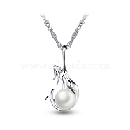 SHEGRACE Chic 925 Sterling Silver Freshwater Pearl Mermaid Pendant Necklace, Seashell Color, 17.7 inch(JN246A)