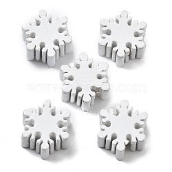 Wood Beads, Snowflake, White, 19.5x10.5mm, Hole: 2mm(WOOD-G023-22A)