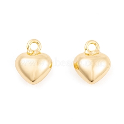 Ion Plating(IP) Brass Pendants, Heart Charms, Real 18K Gold Plated, 12.5x10x6mm, Hole: 2mm(KK-O146-03A-G)