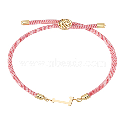 1Pc Adjustable Nylon Cord Slider Bracelets for Women, with Golden Brass Accessories & 304 Stainless Steel Letter Jewelry, Lead Free & Nickel Free & Cadmium Free, Letter L, Inner Diameter: 2-3/4 inch(7cm), letter: 2.5~9.5x13.5~19.5x3~4mm(BJEW-LP0001-32L-03)