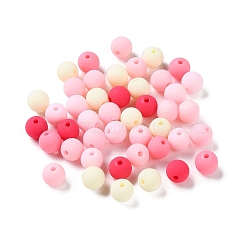 Rubberized Style Imitated Silicone Acrylic Beads, Round, Cerise, 8x7.5mm, Hole: 1.6mm, about 1923pcs/500g(MACR-D029-01N)