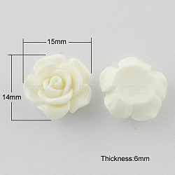 Resin Cabochons, Flower, White, 14x15x6mm(X-CRES-B2026-A01)
