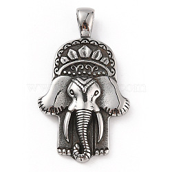 304 Stainless Steel Pendants, Elephant Charms, Antique Silver, 50x29x7mm, Hole: 7x4.5mm(STAS-A083-10AS)