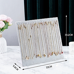 Velvet Necklace Organizer Display Stands for 24 Necklaces, Jewelry Display Rack for Necklaces, Rectaangle, Gainsboro, 9.8x33x30.2cm(PW-WG61009-03)